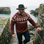 Burgundy Spruce Tree Fair Isle Crewneck Sweater