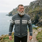 Charcoal Marl Nordic Snowflake Full Zip Sweater