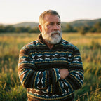 Dark Teal & Ochre Aztec Sherpa Fleece Half Zip Sweater