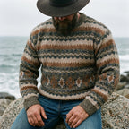 Sand & Slate Allover Aztec Fair Isle Crewneck Sweater