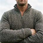 Charcoal Marl Twist Knit Half Zip Sweater
