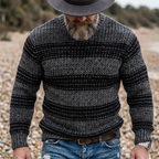 Charcoal Black Horizontal Stripe Crewneck Sweater