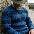 Royal Blue Horizontal Stripe Crewneck Sweater
