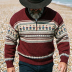Crimson Nordic Fair Isle Half Zip Sweater