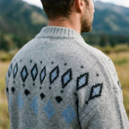 Heather Grey Diamond Yoke Full Zip Sweater