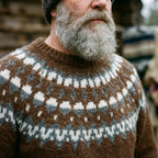 Tobacco Brown Lopapeysa Wool Crewneck Sweater