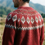 Burgundy Alpine Diamond Yoke Crewneck Sweater