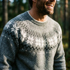 Slate Grey Snowflake Nordic Crewneck Sweater
