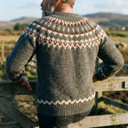 Slate Green Icelandic Yoke Wool Crewneck Sweater