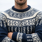Navy & Ivory Allover Fair Isle Crewneck Sweater