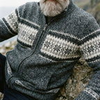 Charcoal Marl Nordic Snowflake Full Zip Sweater