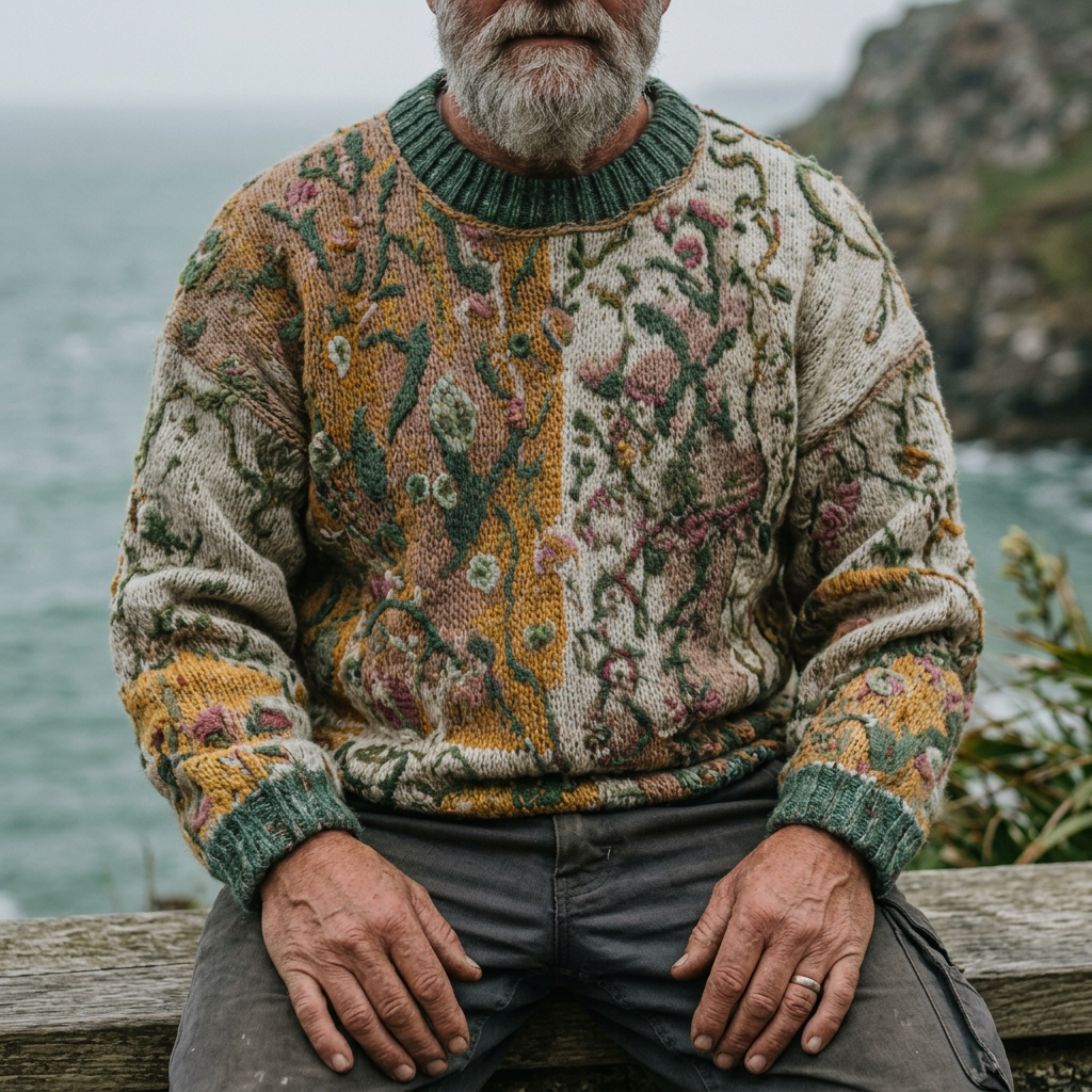 Hand-Knit Botanical Trailing Vine Sweater