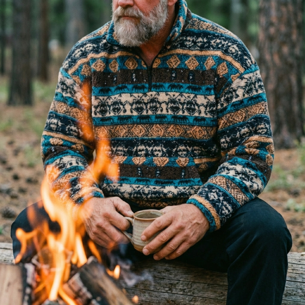 Aztec Sherpa Fleece Half Zip Sweater