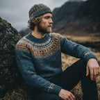 Teal & Ochre Icelandic Lopapeysa Yoke Crewneck Sweater