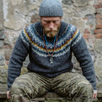 Teal & Mustard Icelandic Lopapeysa Yoke Crewneck Sweater