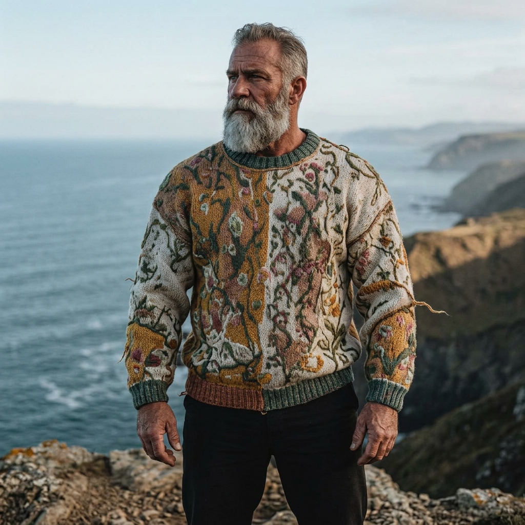 Hand-Knit Botanical Trailing Vine Sweater