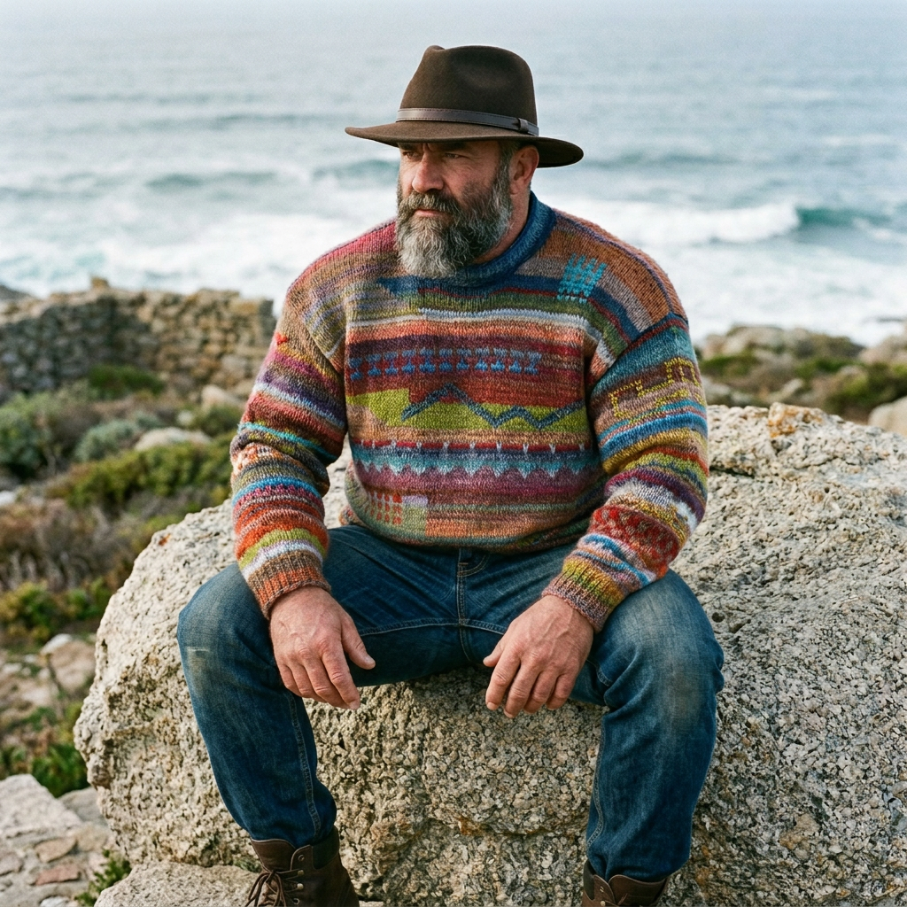 Multicolor Boho Stripe Fair Isle Crewneck Sweater