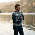 Navy & Ivory Allover Fair Isle Crewneck Sweater