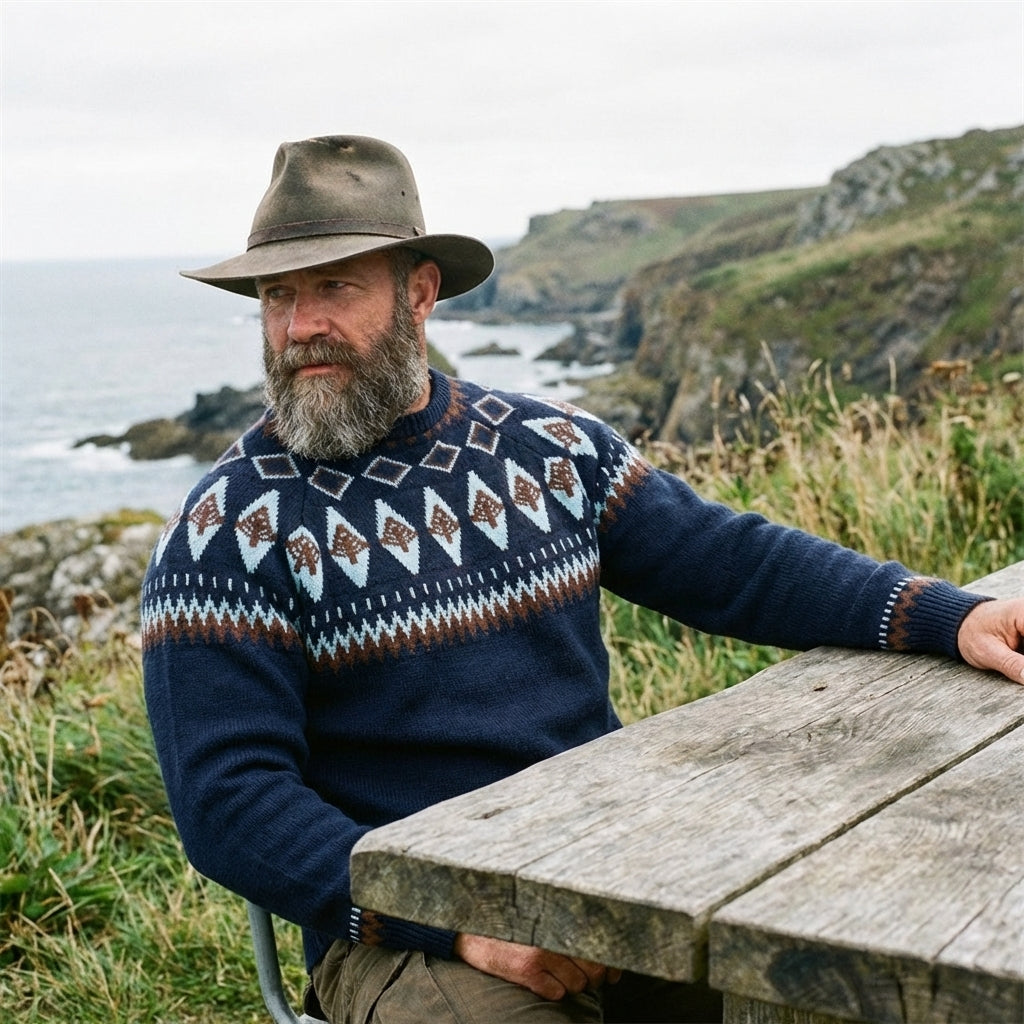Navy Spruce Diamond Lopapeysa Crewneck Sweater