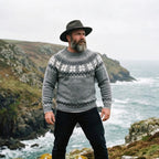 Pewter Grey Nordic Snowflake Yoke Crewneck Sweater