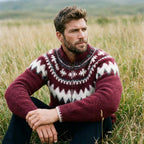 Plum Icelandic Chevron Full Zip Sweater