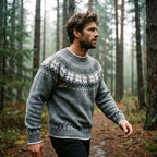 Slate Grey Snowflake Nordic Crewneck Sweater