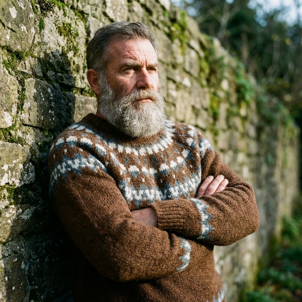 Tobacco Brown Lopapeysa Wool Crewneck Sweater